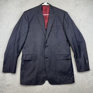 Brooks Brothers Blazer Mens 42 Long‎ Blue Pinstripe Wool Suit Jacket Damaged USA